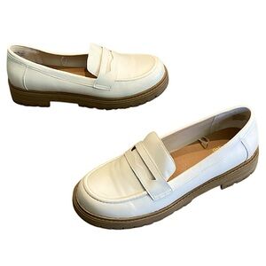 Seychelles Thick Sole Off White Penny Loafers 8